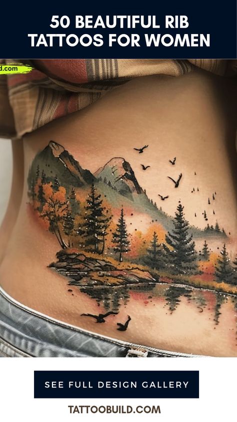 Explore 50 stunning rib tattoos for women showcasing nature and artistic designs. This pin captures the beauty and significance behind rib body art. Rib Cover Up Tattoo For Women, Nature Tattoo Sleeve Women, Side Body Tattoos, Rib Tattoo Ideas, Side Tattoos Women, Dreamy Nature, Best Leg Tattoos, Tattoo World, Rib Tattoos For Women