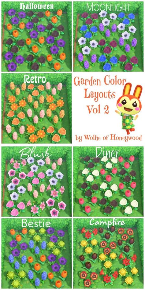 Best ACNH Garden Design Ideas & Tips - Animal Crossing New Horizons Garden Flower Color Layouts Animal Crossing 3ds, Animals Crossing, Ac New Leaf, Animal Crossing Guide, Animal Crossing Qr Codes Clothes, Animal Crossing Wild World, Qr Codes Animal Crossing, Animal Crossing Villagers, Flower Guide