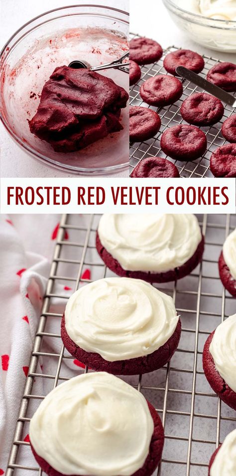 Cafe Van, Red Velvet Cookie Recipe, Cream Cheese Cookie Recipe, Cookies With Cream Cheese Frosting, Aesthetic Baking, Cookies With Cream Cheese, Crumble Cookie, Cookie Recipes From Scratch, Dip Easy