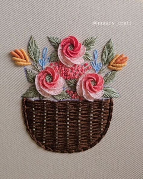 Floral Baskets, Hand Embroidery Design Patterns, Hand Embroidery Design, Hand Embroidery, Pattern Design, Embroidery Designs, Embroidery, Floral, Pattern