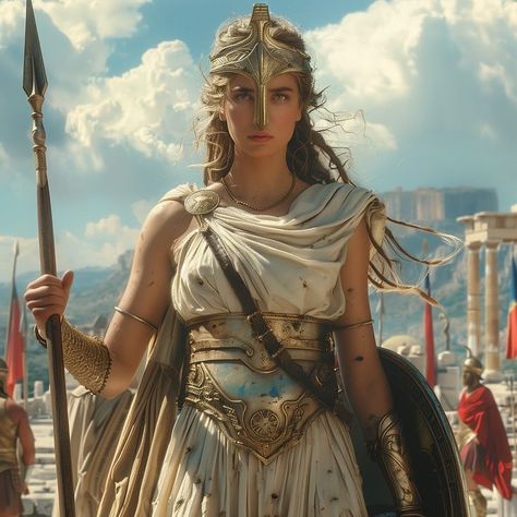 Greek Armor Female, Athena Armor, Gods Of Olympus, Athena Greek Goddess, Athena Goddess Of Wisdom, Greek Theater, Fantasy Words, Goddess Of Wisdom, Goddess Athena