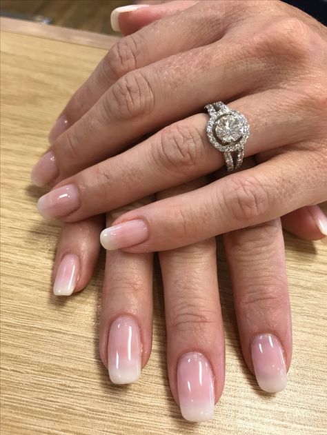 French Ombre Pedicure, Natural Wedding Nails French, Modern French Manicure Trends Short, Blended French Manicure, Biab French Manicure, Acrylic Nails American Manicure, French Ombre Nails Squoval, Shellac Ombre Nails French, American Manicure Dip Nails