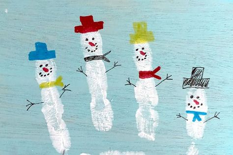 Snowman Fingerprint Craft Finger Print Snowmen, Finger Print Snowman, Fingerprint Snowmen, Easy Snowman Crafts For Kids, Easy Snowman Crafts, Snowman Crafts For Kids, Melted Snowman Ornament, Frozen Snowman, Diy Snowman Ornaments