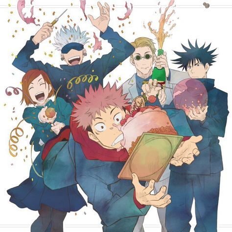 Itadori Birthday, Jjk Official Art, Jujutsu Kaisen Official, Jjk Yuji, Gojo Jujutsu Kaisen, Jjk Fanart, Yuuji Itadori, Birthday Illustration, Jujutsu Kaizen