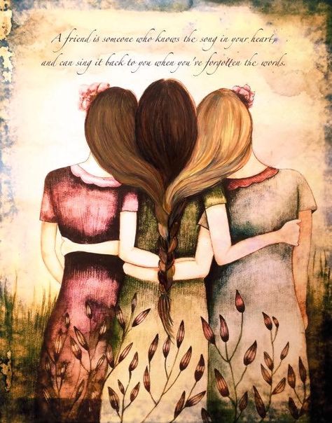 3 Best Friends, Best Friend Drawings, Bff Drawings, Sisters Art, Three Girls, Sibling Gifts, William Turner, Drawings Of Friends, Three Sisters