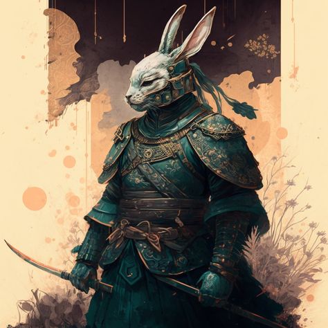 Dnd Bunnyfolk, Rabbit People Dnd, Rabbit Person Dnd, Rabbit Warrior, Rabbit Samurai, Anthropomorphic Rabbit, Rabbit Folk, Perspective Drawing Architecture, Animal Character