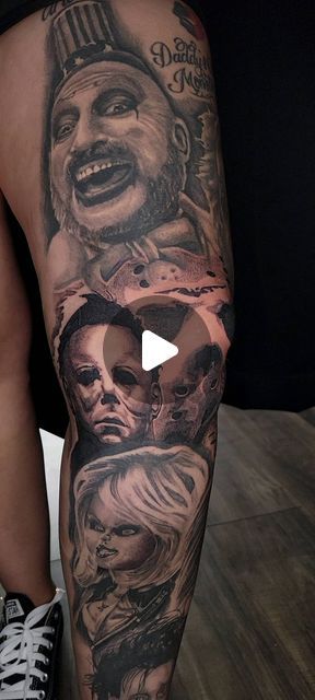 turbo_ink on Instagram: "HORROR LEG SLEEVE" Horror Leg Sleeve Tattoo, Horror Tattoo Sleeve, Horror Sleeve Tattoo, Horror Leg Sleeve, Horror Tattoo Designs, Horror Tattoo, Leg Sleeve, Leg Sleeves, Sleeve Tattoo