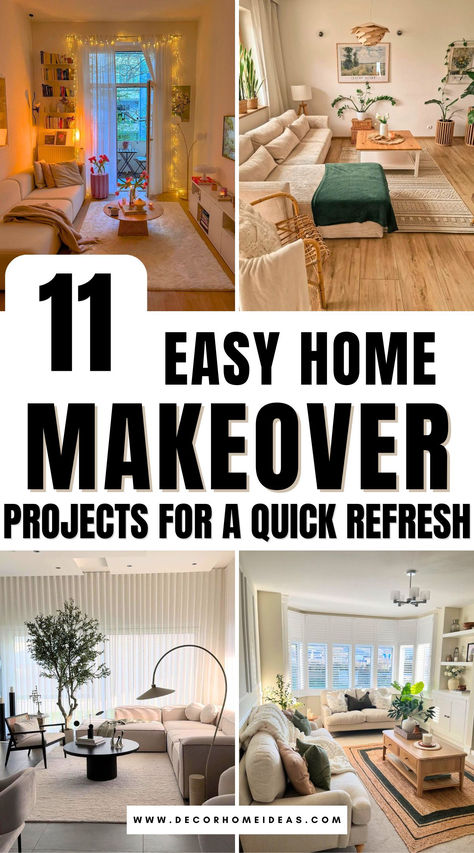 Revamp your home with 11 budget-friendly makeover ideas that deliver big results! Explore simple projects like smart storage solutions, creative decor upgrades, and DIY touches that refresh your space without overspending. Perfect for adding style and charm to any room! Things That Make Your House Look Cheap, Budget-friendly Home Decor Ideas, Simple Home Upgrades, Home Makeover Ideas, Pulte Homes, Simple Projects, Classy Decor, Home Makeover, Christmas Living Rooms