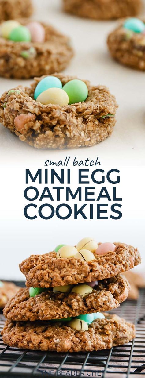 Small Batch Mini Egg Oatmeal Cookies are all about indulging in the Easter festivities while not having a huge batch afterward! #bakingfortwo #smallbatchbaking #smallbatch #baking #easter #easterdesserts #minieggs - thebeaderchef.com Egg Oatmeal, Baking Easter, Batch Baking, Easter Festivities, Small Batch Baking, Easter Dinner Recipes, Bake Goods, Mini Egg, Best Party Food