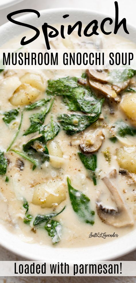 Spinach Gnocchi Soup, Soup Gnocchi, Spinach Gnocchi, Gnocchi Recipes Soup, Spinach Soup Recipe, Vegetarian Comfort Food, Chicken Gnocchi Soup, Gnocchi Soup, Gnocchi Recipes