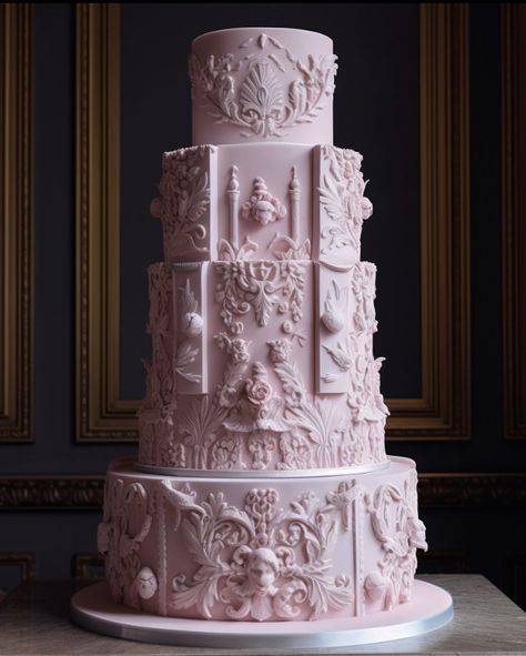 BAROQUE #weddingcake with pink #sugarroses | Instagram Wedding Cake Baroque, Baroque Wedding, Couture Cakes, Luxury Wedding Cake, Engagement Cakes, Pink Cake, Cake Inspiration, Luxury Wedding, Wedding Cake