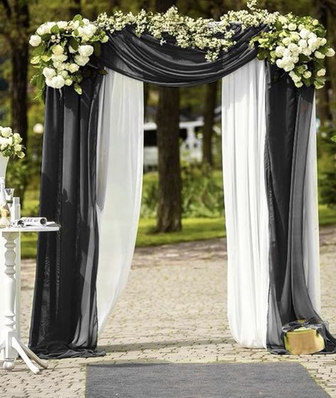 Wedding Arch Draping Fabric Black Wedding Arch Drapery Sheer Curtains for Backdrop Gold Wedding Ceremony Decor, Black Wedding Arch, Wedding Arch Drapery, Arch Drapery, Wedding Arch Decorations, Tulle Wedding Decorations, Wedding Arch Draping, Tulle Backdrop, Arch Draping