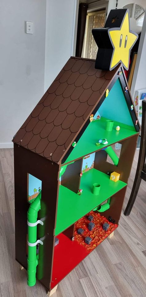 Mario Doll House, Mario Playhouse, Doll House For Boys, Mario Room, Ikea Dollhouse, Peach Mario, Boy Diy, Super Mario Party, Boy’s Room