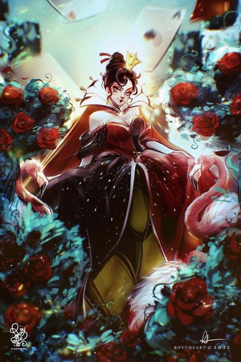 Roy The Art, Alice In Wonderland Fanart, Queen Of Hearts Alice, Evil Disney, The Queen Of Hearts, Sailor Moon Fan Art, Dark Disney, Twisted Disney, Disney Villains Art