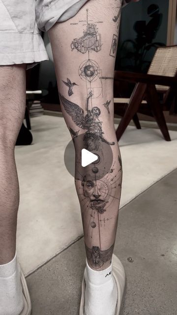 Oscar Akermo on Instagram: "Wait til the end 👀 Done at @c23_nyc   A leg sleeve I did for @alexcosta , accompanying some beautiful @drag_ink tattoos  Almost finished!  #tattoo" Oscar Akermo, Classy Tattoos, Leg Sleeves, Ink Tattoo, Tattoos