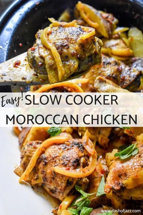 Slow Cooked Chicken Thighs, Slow Cooker Moroccan Chicken, Moroccan Chicken Recipe, Chicken Tagine, Slow Cooked Chicken, Moroccan Chicken, Food Chicken, Chicken Slow Cooker Recipes, Chicken Spices