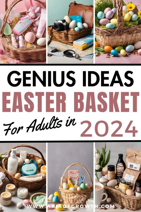 15 Unique Easter Basket Ideas For Adults In 2024 - Aria of Growth Themed Easter Baskets For Adults, Easter Basket Ideas For 20 Year Olds, Ideas For Adult Easter Baskets, Adult Kid Easter Basket Ideas, Adult Daughter Easter Basket Ideas, Easter Basket Theme Ideas, Adult Child Easter Basket Ideas, Creative Easter Baskets For Adults, Adult Easter Baskets Ideas