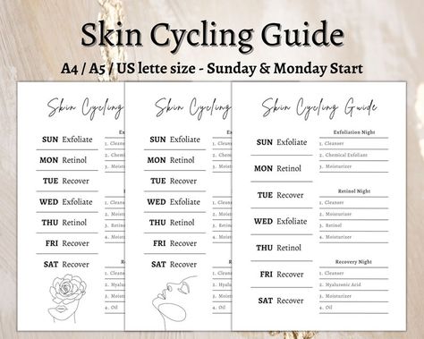 Skincare Routine Template, Skin Care Planner, Skin Cycling Routine, Routine Template, Skin Cycling, Routine Printable, Print Handwriting, Skin Lightener, Hole Punches