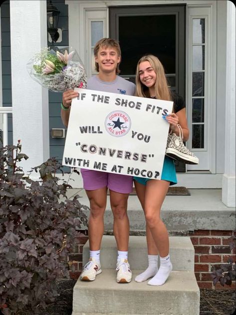 Converse hoco proposal Spiderman Promposal, Girl Ask Guy, Asking To Homecoming, Cute Hoco Proposals, Homecoming Poster Ideas, Cute Promposals, School Dance Ideas, Prom Posters, Homecoming Signs