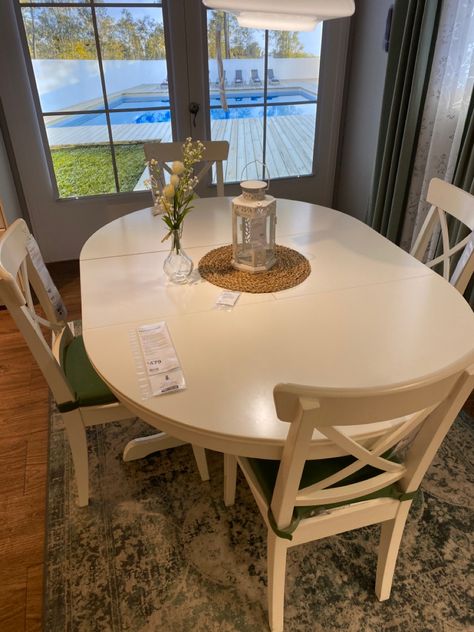 Ingatorp $479 Ingatorp Table Hack, Ingatorp Table Ikea, Ingatorp Ikea, Ikea Ingatorp Table, Ikea Ingatorp, Miami House, Round Table Decor, Kitchen Lights, Miami Houses