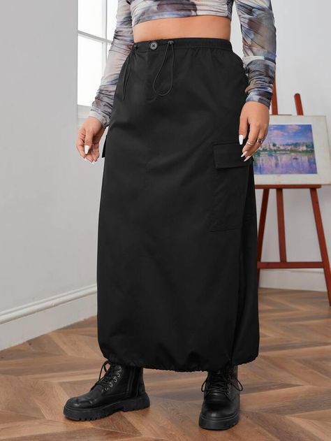 Long Black Cargo Skirt, Black Cargo Skirt, Black Cargo, Cargo Skirt, Plus Size Skirts, Men's Beauty, Skorts, Long Black, Black Casual