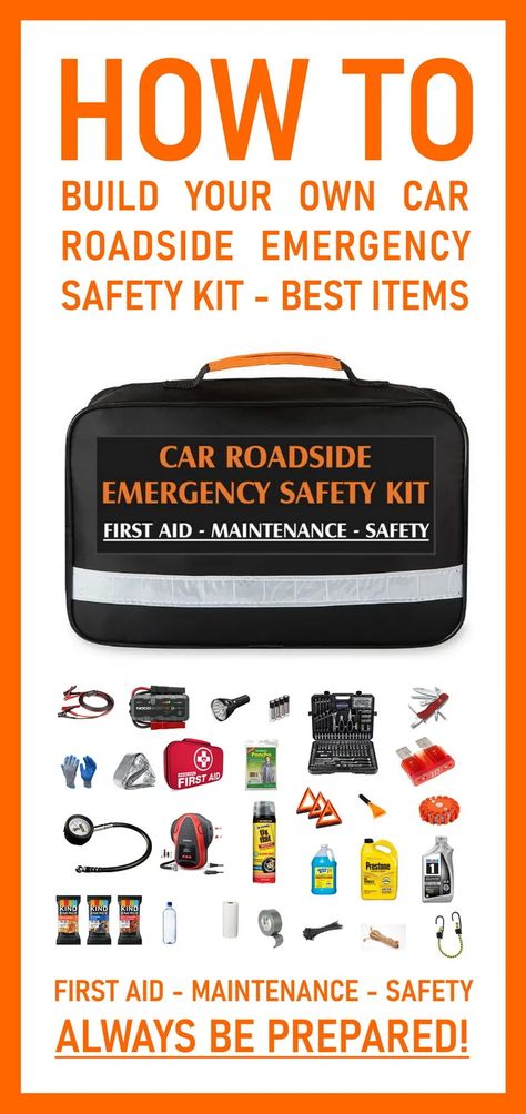 Emergency Roadside Kit, Diy Emergency Car Kit, Car Emergency Kit For Women, Car Emergency Kit List, Car Safety Kit, Organize My House, Car Survival Kits, Emergency Car Kit, Roadside Emergency Kit