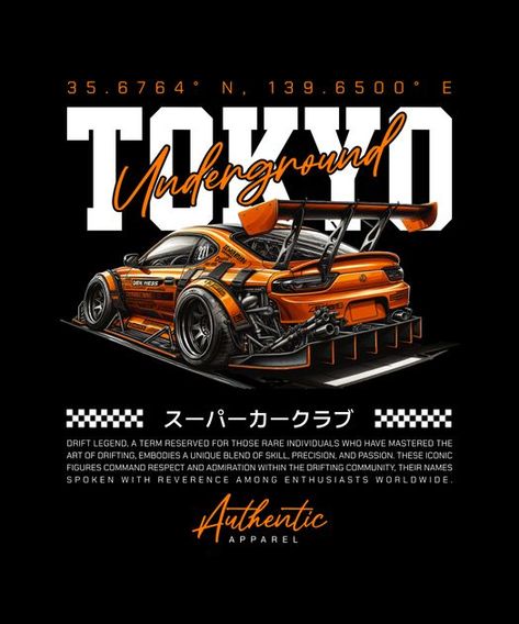 Drift Design, Tokyo Underground, Alt Posters, Typography Shirt Design, T-shirt Design Illustration, T Shirt Logo Design, Streetwear Collection, T Shirt Design Template, Shirt Logo Design