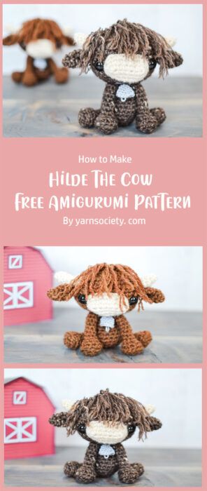 5 Amigurumi Highland Cow Free Crochet Pattern Ideas - Carolinamontoni.com Crochet Highland Cow, Highland Cow Crochet, Cow Crochet Pattern, Crocheted Cow Pattern, Cow Crochet, Amigurumi Cow, Crochet Toys Free, Confection Au Crochet, Crochet Cow