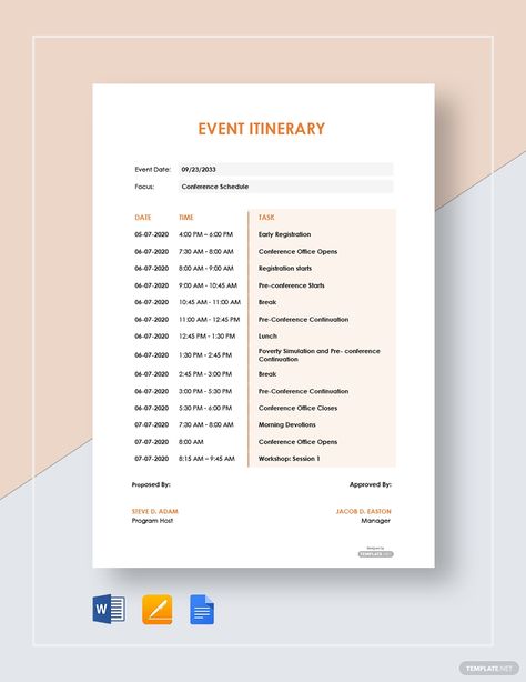 Free Sample Event Itinerary Template #AD, , #Ad, #Sample, #Free, #Event, #Template, #Itinerary Itenery Template, Itinerary Design Layout, Space Civilization, Event Itinerary, Itinerary Template Free, Home Organization Binders, Itinerary Design, Venn Diagram Template, Combining Like Terms