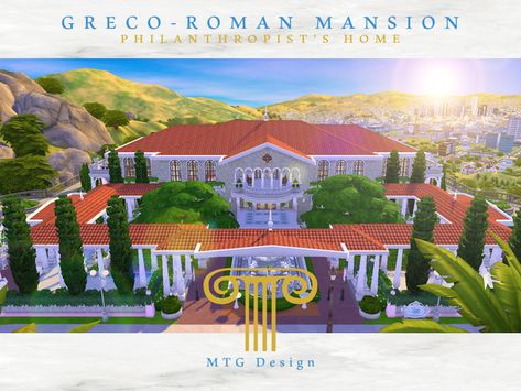 Roman Mansion, Sims 4 House, Roman House, Ancient Houses, Greek Villas, Greco Roman, Casas The Sims 4, Dream Vacations Destinations, Jungle Adventure