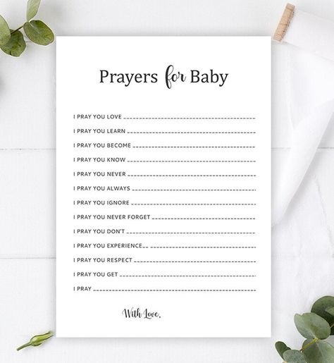 Prayers For Baby Shower Printable, Spiritual Baby Shower Ideas, Christian Baby Shower Games, Christian Baby Shower Ideas, Baby Blessing Party, Blessing Party, Nursery Rhyme Baby Shower Game, Prayers For Baby, Baby Minimalist