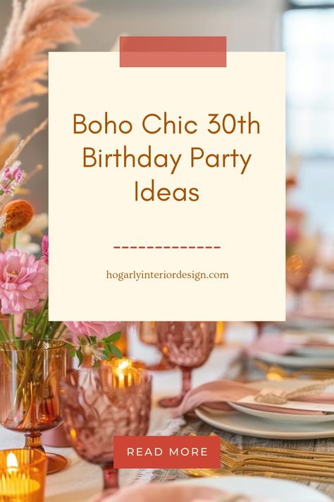 Get inspired with dreamy Bohemian decor ideas for a chic 30th birthday celebration. Perfect for naturally elegant and memorable parties, featuring earthy elements and vibrant colors. Thrift Party Theme, Vintage Floral Birthday Party, 30th Birthday Color Scheme, 30th Birthday Ideas For Women Decoration, Minimalist Party Decor Birthday, Boho Party Decorations Bohemian, Earthy Decorations, Bohemian Party Ideas, Birthday Garden Party Ideas