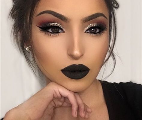 Prom Makeup Looks, Black Lipstick, Makijaż Smokey Eye, Beauty Make-up, Dark Makeup, Makeup Goals, Without Makeup, Flawless Makeup, Smokey Eye Makeup