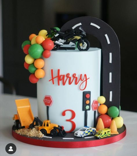 5 Year Boy Old Birthday Cake, Diy Car Cake, Bike Cakes For Boys, Birthday Cake For 2 Year Boy, Car Theme Cake For Kids, Moto Cake, Motor Cake, Semi Truck Cakes, Vehicle Cake