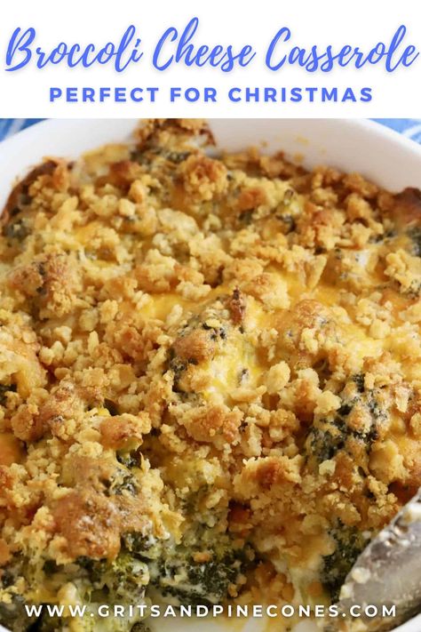 Recipe For Broccoli Casserole, Christmas Broccoli, Brocoli Casserole Recipes, Easy Broccoli Cheese Casserole, Ritz Cracker Crust, Thanksgiving Crockpot, Broccoli Cheese Casserole Easy, Ritz Cracker Topping, Broccoli And Cheese Recipe