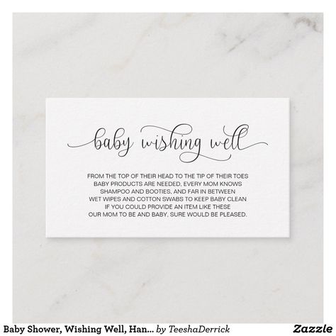 Baby Shower, Wishing Well, Hand Lettered Black Enclosure Card Wishing Well Baby Shower, Diy Wishing Wells, Baby Shower Wishes, Baby Cleaning Products, Modern Hand Lettering, Denim Projects, Wet Wipe, Wishes For Baby, Wishing Well