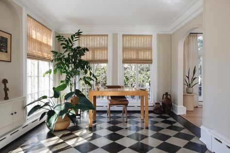 Flexform Sofa, Woven Blinds, Disc Interiors, Thonet Chair, Travertine Coffee Table, Bamboo Blinds, Her Office, Terrazzo Flooring, Colonial Revival