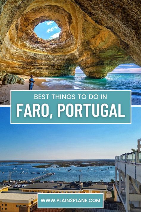 Top image is of Benagil Caves in the Algarve, Portugal and the bottom image is the viewpoint from Eva Hotel. Portugal Tourism, Faro Portugal, Albufeira Portugal, Lagos Portugal, Madrid Travel, Portugal Travel Guide, Visit Portugal, Albufeira, Portugal Travel