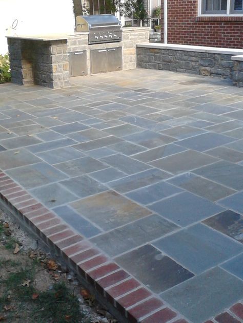 Edges Ideas, Edge Ideas, Brick Border, Slate Patio, Raised Patio, Bluestone Patio, Outdoor Patio Designs, Patio Garden Design, Patio Flooring