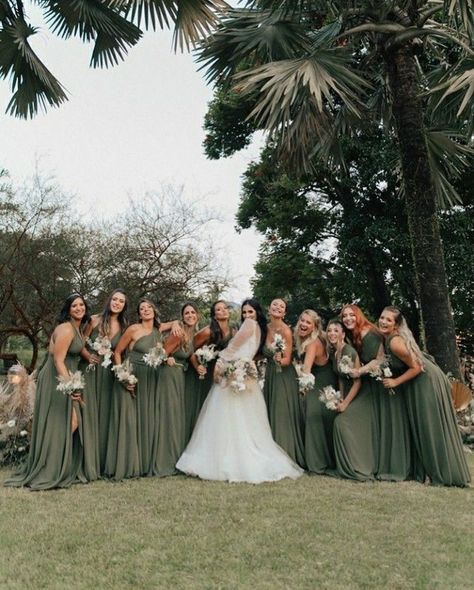 Bridesmaid Dresses Olive Green, Bridesmaid Dresses Olive, Olive Green Bridesmaid Dresses, Olive Green Weddings, Olive Wedding, Green Weddings, Forest Theme Wedding, Sage Green Bridesmaid Dress, Dream Wedding Decorations