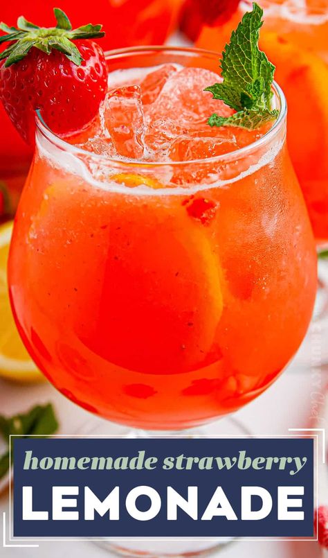 Berry Lemonade Recipe, Alcoholic Slushies, Homemade Simple Syrup, Fresh Strawberry Lemonade, Homemade Strawberry Lemonade, Strawberry Lemonade Recipe, Lemonade Drink, Chunky Chef, Syrup Recipes