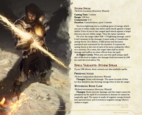 Javelin Of Lightning 5e, Dnd Spear, Spear Ideas, Dragon Spell, 5e Classes, 5e Spells, Homebrew Spells, Dnd Spells, Dnd Magic