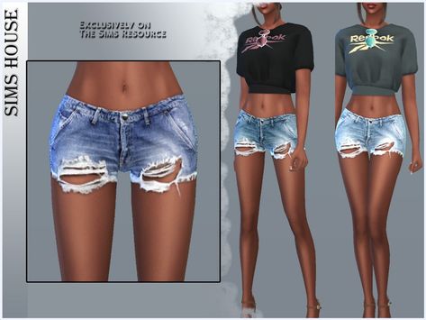 The Sims Resource - WOMEN JEANS SHORTS Sims 4 Low Rise Shorts, Womens Puffy Vest, Sims 4 Challenges, Long Denim Shorts, The Sims 4 Skin, Teen Shorts, Sims 4 Expansions, Female Biker, Knitted Swimsuit