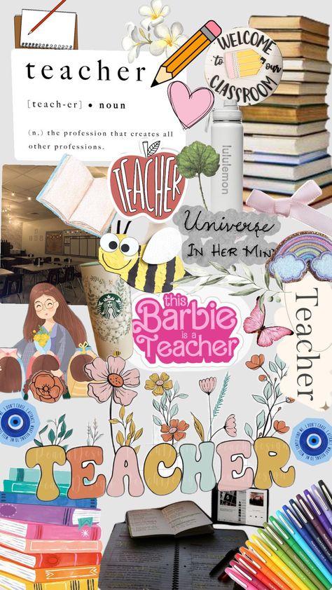 Future Teacher Wallpaper Aesthetic For Laptop, Studying To Be A Teacher Aesthetic, Teacher Asthetic Picture Classroom, Future Teacher Aesthetic, Teacher Wallpaper Aesthetic, Teacher Vision Board, Teacher Wallpaper, Teacher Lifestyle, Preschool Boards