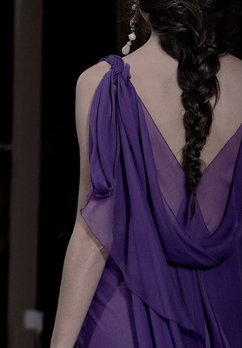 Purple Dress Aesthetic, House Dayne, Greek Dress, Bridesmaid Ideas, Sara Sampaio, Timeless Wardrobe, Dress Aesthetic, Alberta Ferretti, Percy Jackson And The Olympians