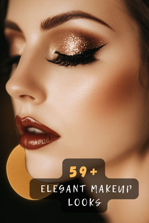 Achieve A Polished Appearance With 59 Sophisticated Makeup Looks That Will Turn Heads! 💖💄 From Classic Red Lips To Soft Smoky Eyes, Discover Ideas That Elevate Your Beauty Routine. Interested In Learning More? Click For All The Sophisticated Makeup Inspiration! 🌟✨  #SophisticatedMakeup #BeautyInspiration #GlamLooks #ChicStyle #MakeupGoals #ElegantVibes #CosmeticInspo Eye Make Up For Gold Dress, Eye Makeup For Night Party, Makeup Ideas For Formal Event, Champagne Makeup Look Brown Eyes, Makeup For A Gold Dress, Classy Eyeshadow Looks, Clean Glam Makeup, Holiday Make Up, Makeup For Champagne Dress