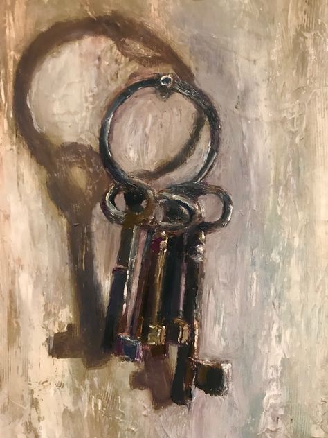 Rusty keys oil painting on board Gcse Art Theme Lock 2023, Lock And Key Art, Art Gcse Lock Theme, Lock Art Gcse Theme, Gcse Lock Theme, Lock Gcse Art Theme, Key Painting Ideas, Lock Theme Art Gcse, Lock Art Gcse