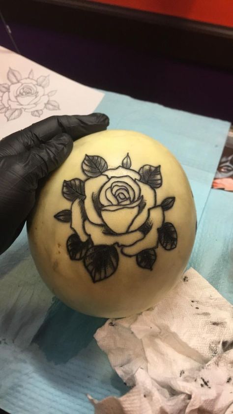 Apprentice here, tattooed a melon for the first time ever today. Kinda proud.#tattoo #tattooequipment #tattoomachine Tattoo Portfolio Apprentice, Tattooing Tips, Proud Tattoo, Tattoo 101, Tattoo Artist Tips, Learn To Tattoo, Fruit Tattoo, Tattoo Apprenticeship, Becoming A Tattoo Artist