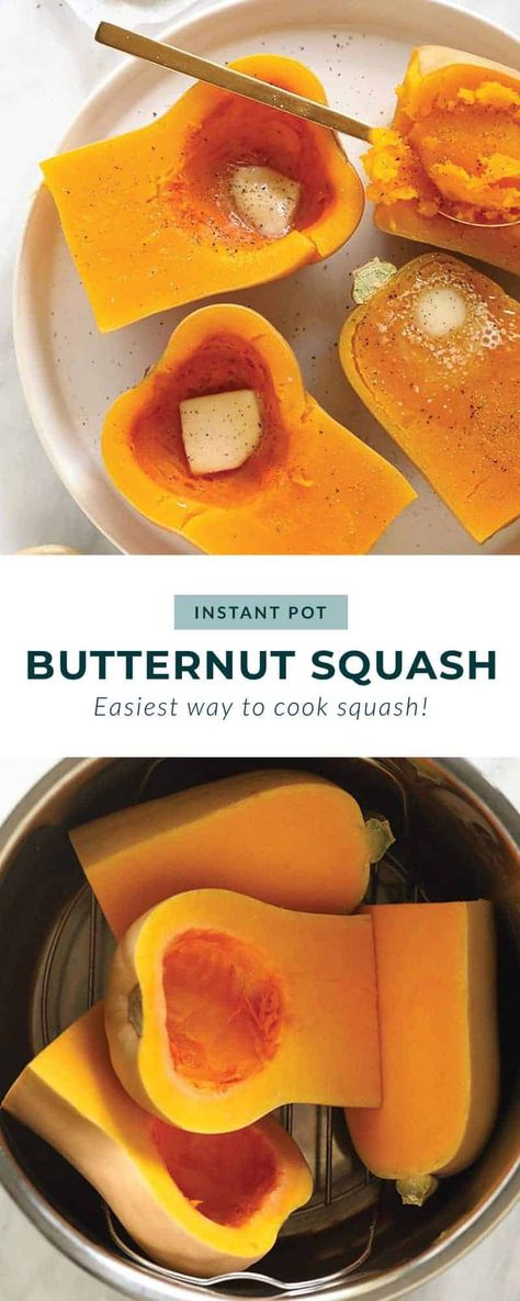 Perfectly cooked Instant Pot Butternut Squash in under 20 minutes! In this post, we’re sharing how to cook butternut squash in the Instant Pot – 2 ways! Cook Butternut Squash, Instant Pot Butternut Squash, Butternut Squash Cooking, Easy Butternut Squash, Butternut Squash Cubes, Easy Pressure Cooker Recipes, Baked Butternut Squash, Butternut Squash Puree, Butternut Squash Recipes Soup