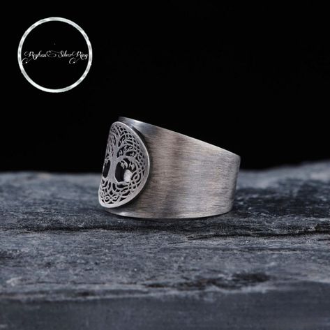 Mens Rings Silver, Minimalist Autumn, Ring Tree, Tree Of Life Ring, Mens Pinky Ring, Unique Silver Rings, Life Ring, Ring Model, Rare Gifts